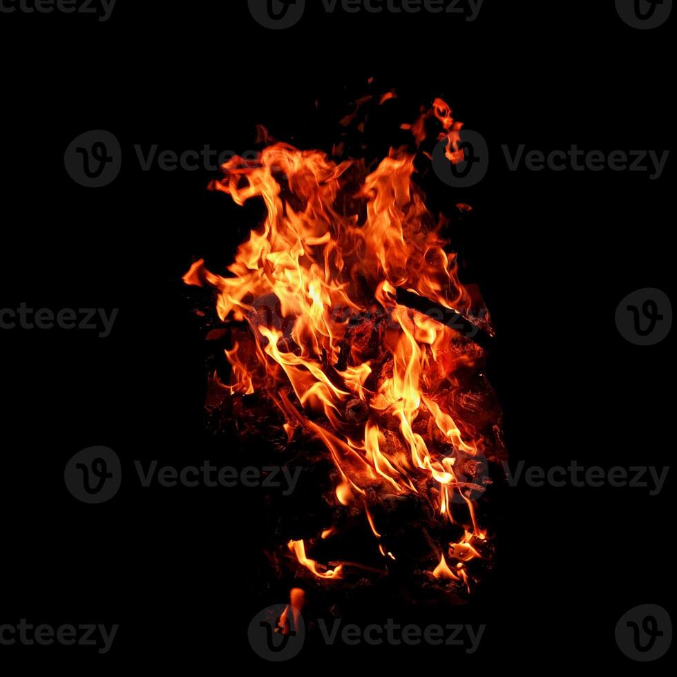 Fire of flame burning isolated on dark background for graphic design purpose photo