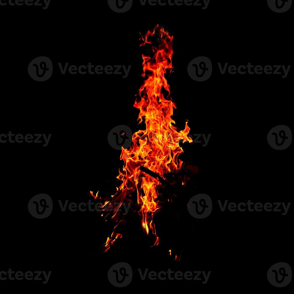 Fire of flame burning isolated on dark background for graphic design purpose photo