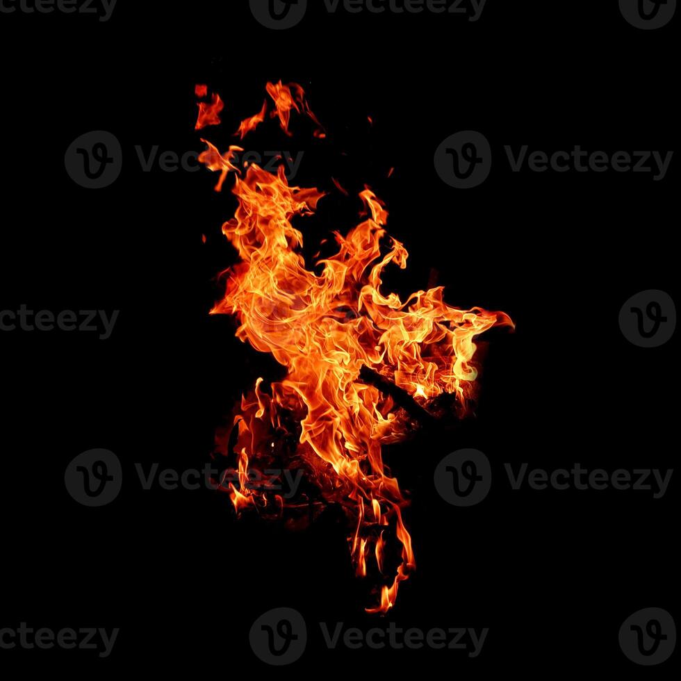 Fire of flame burning isolated on dark background for graphic design purpose photo