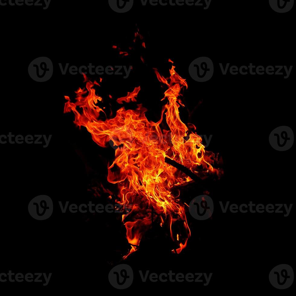 Fire of flame burning isolated on dark background for graphic design purpose photo