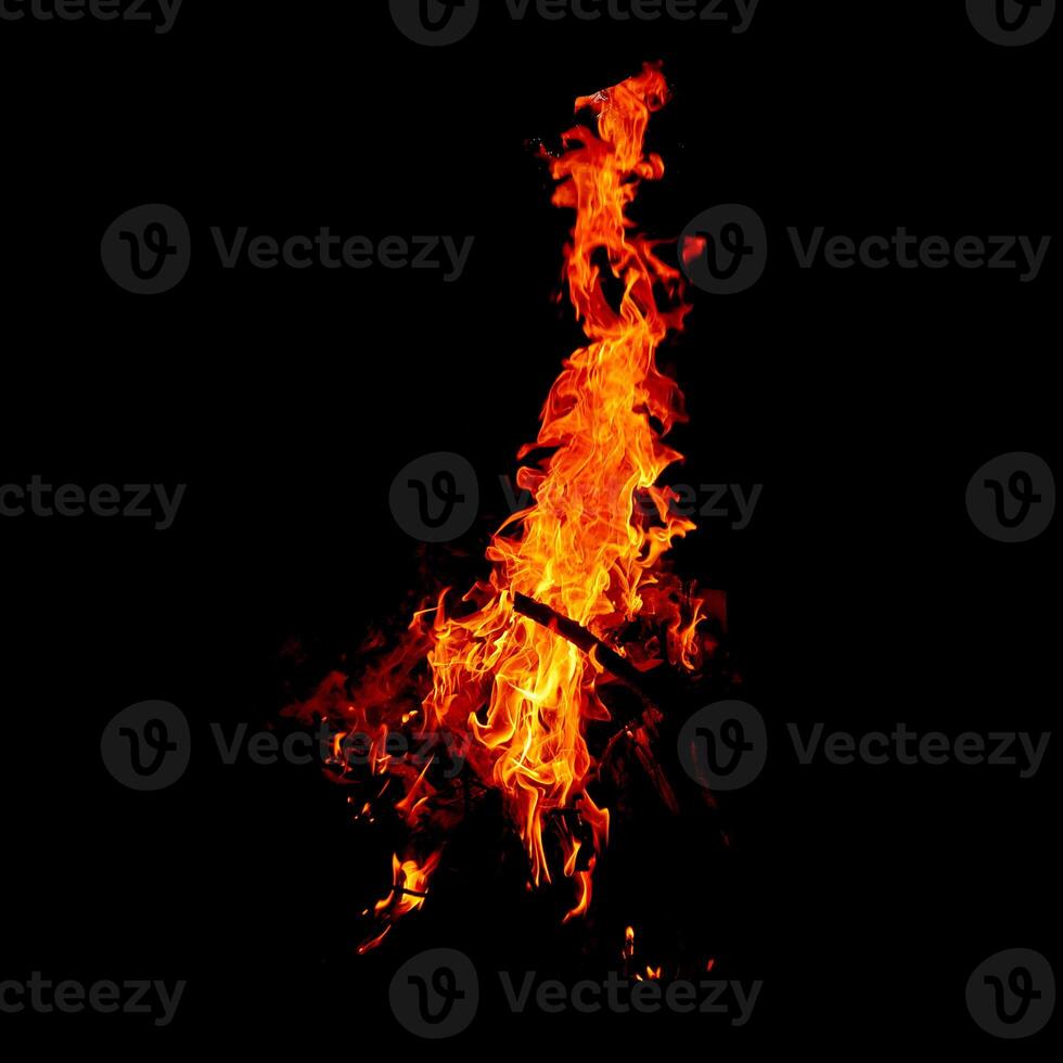 Fire of flame burning isolated on dark background for graphic design purpose photo