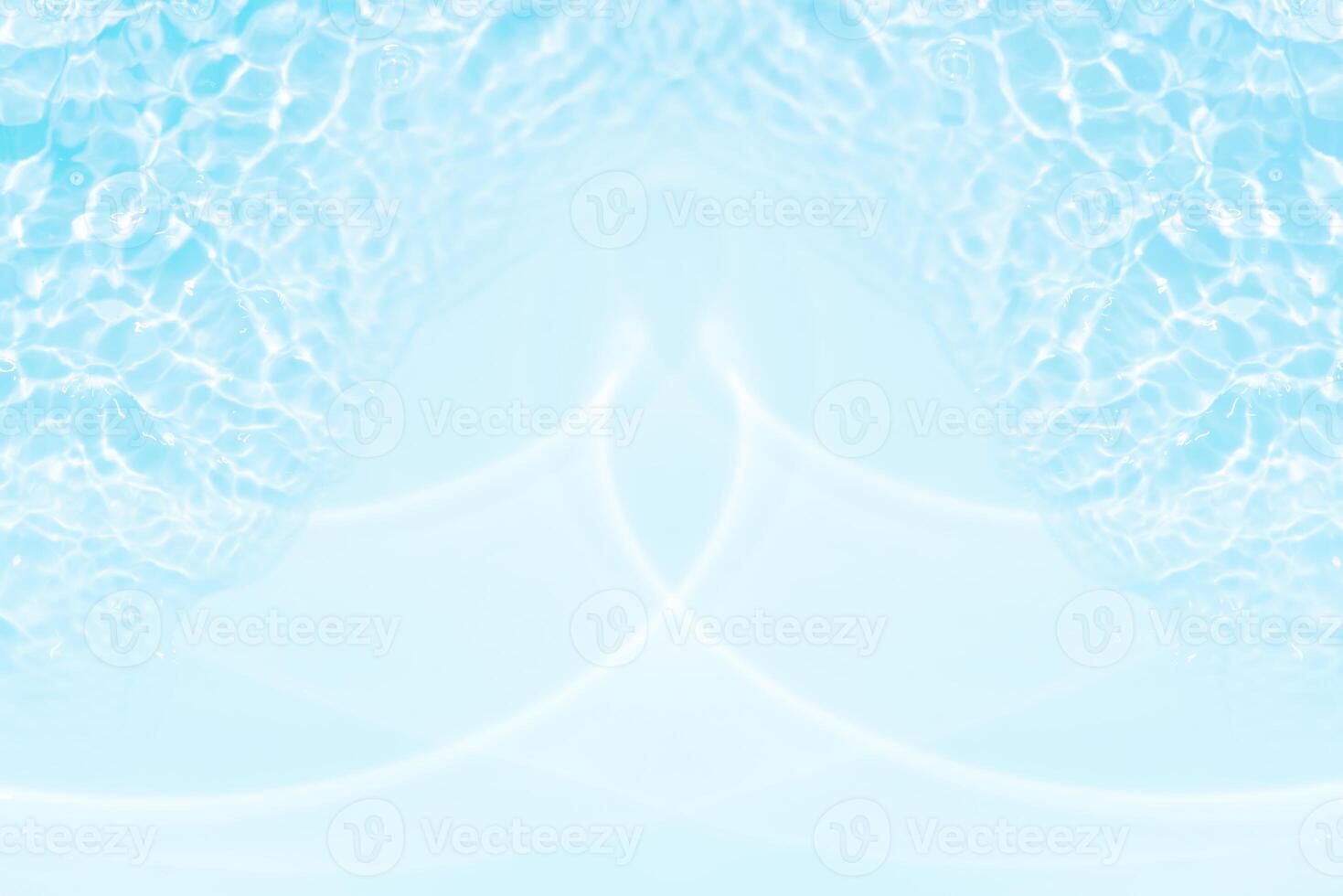 Bluewater waves on the surface ripples blurred. Defocus blurred transparent blue colored clear calm water surface texture with splash and bubbles. Water waves with shining pattern texture background. photo