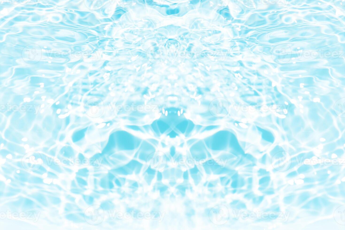 Bluewater waves on the surface ripples blurred. Defocus blurred transparent blue colored clear calm water surface texture with splash and bubbles. Water waves with shining pattern texture background. photo