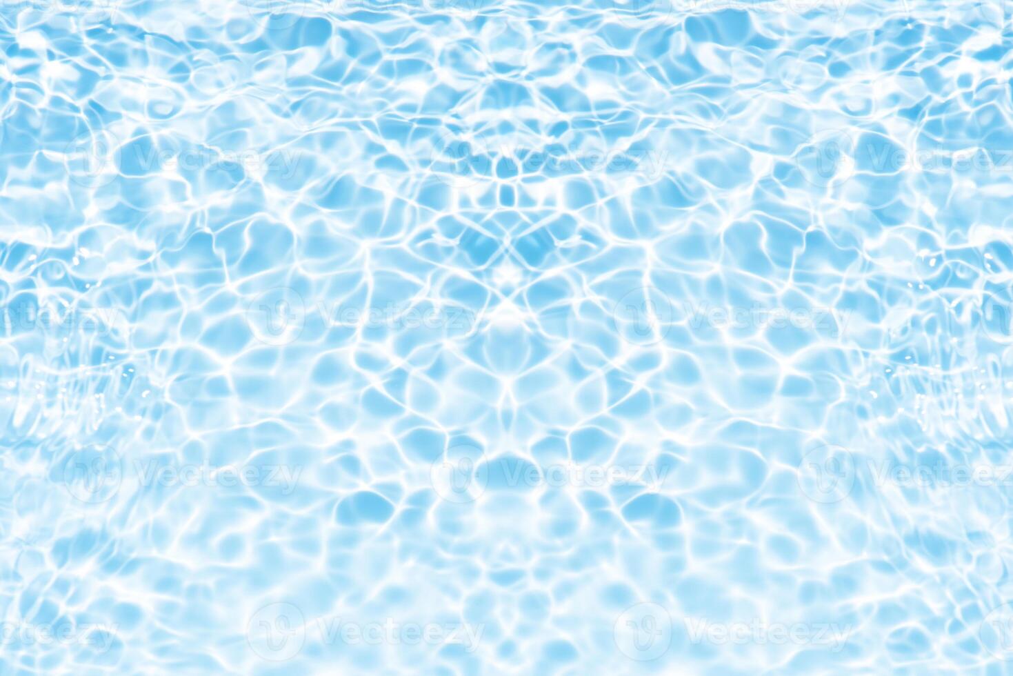 Water surface. Bluewater waves on the surface ripples blurred. Defocus blurred transparent blue colored clear calm water surface texture with splash and bubbles. Water waves with shining pattern. photo