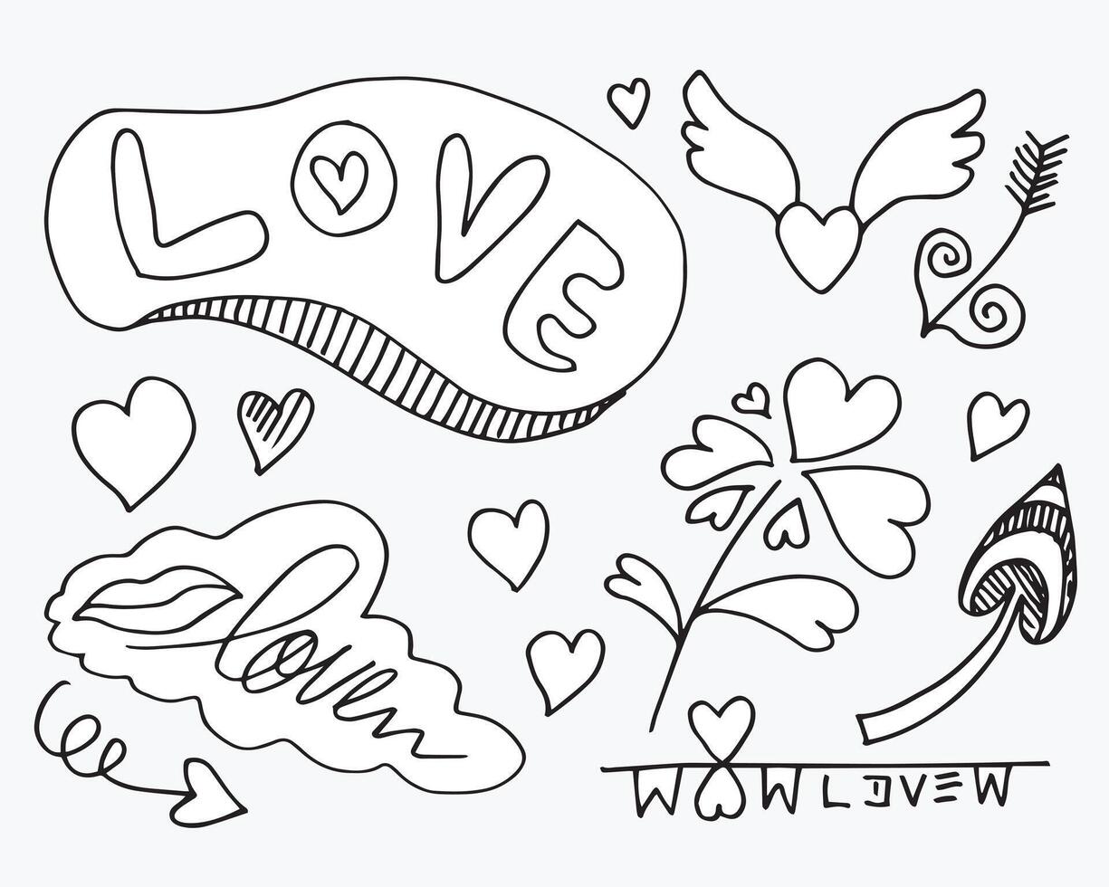 Set of love. Hand drawing. Doodle style. for your design. vector