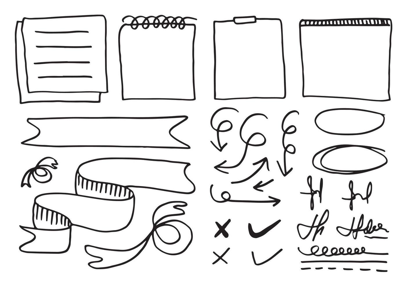 conjunto de mano dibujado elementos para seleccionando texto.negocio garabatear. vector
