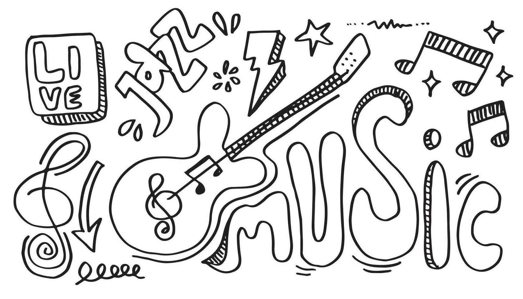 Music Background Hand drawn music set illustration. illustrations of music images, design concept. vector