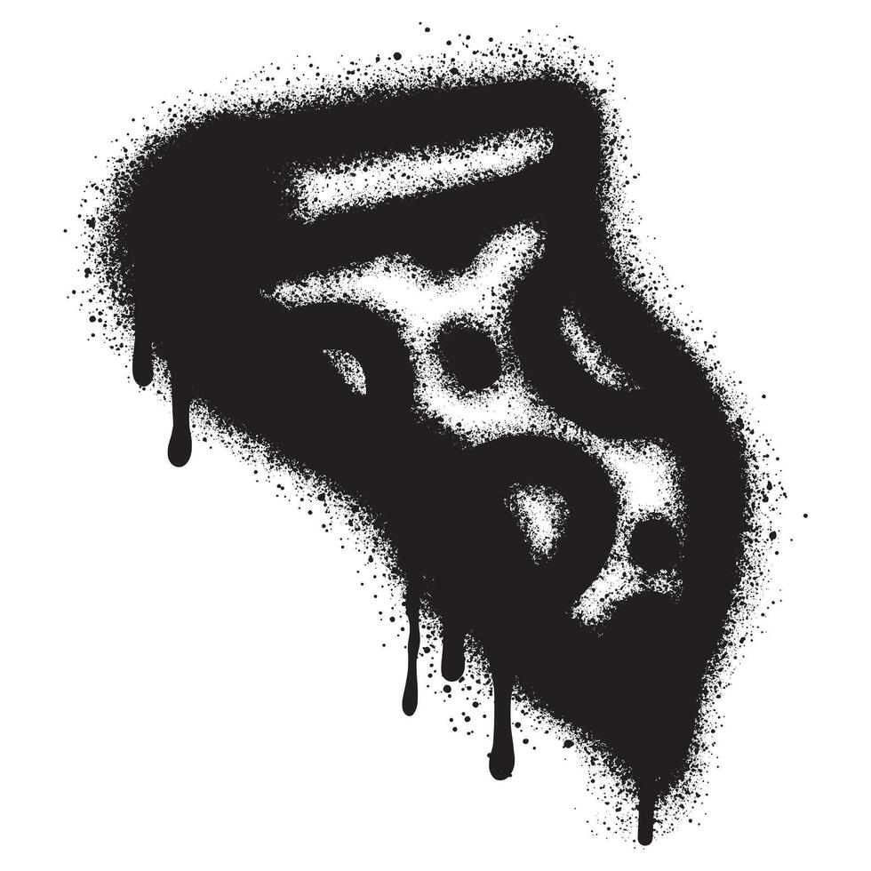 Pizza graffiti with black spray paint.vector illustration. vector