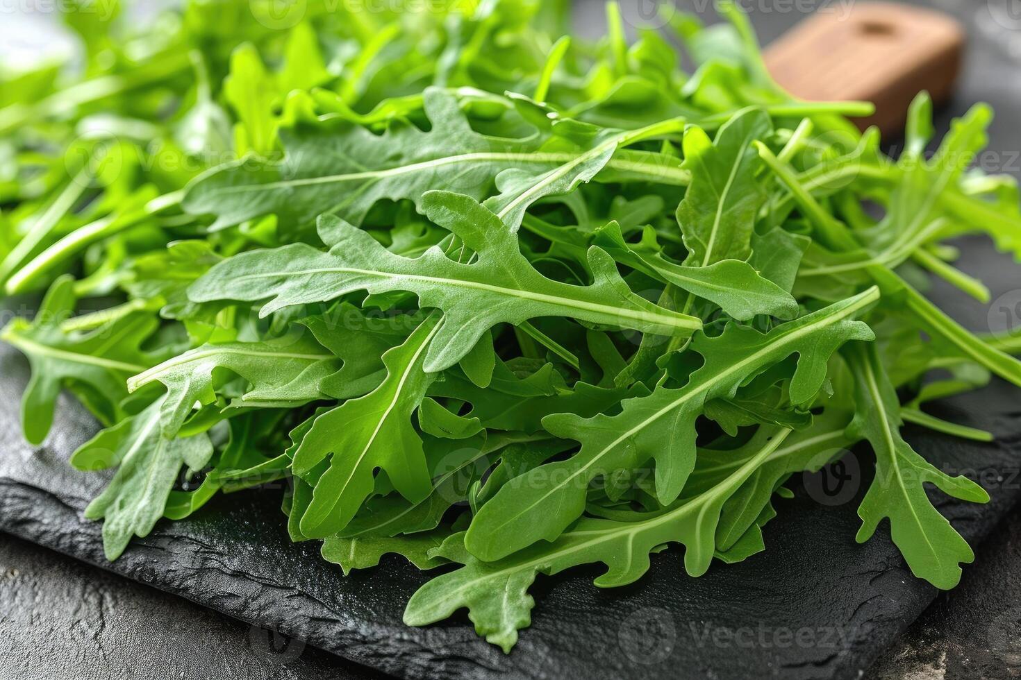 AI generated Arugula isolated kitchen table professional advertising food photography photo