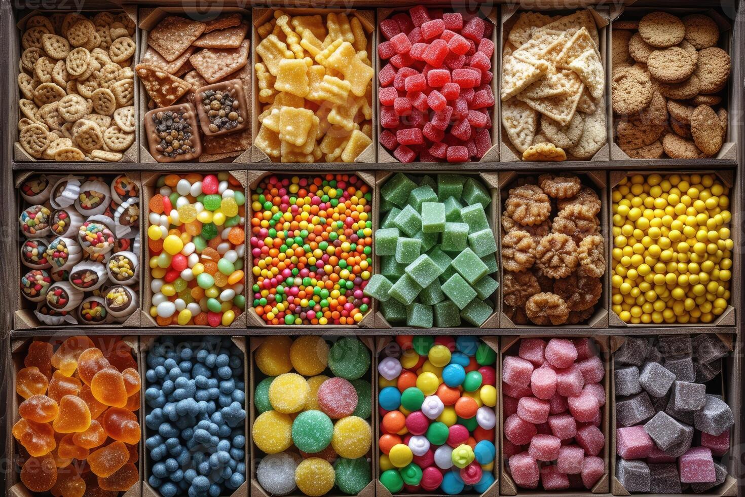 AI generated A large gift box filled with a variety of chocolates and cookies professional advertising food photography photo
