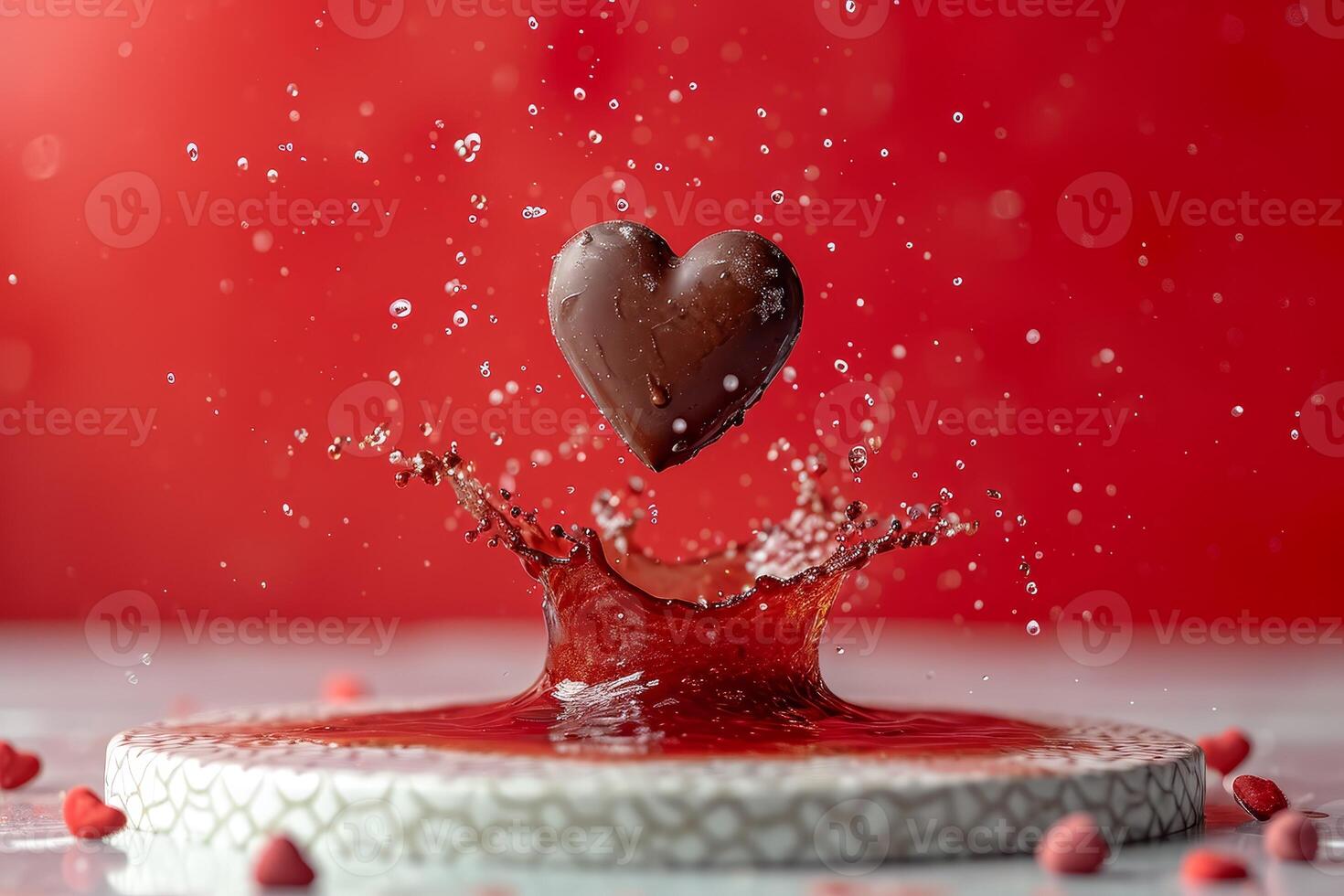 AI generated heart chocolate cookies flying in the air professional advertising food photography photo