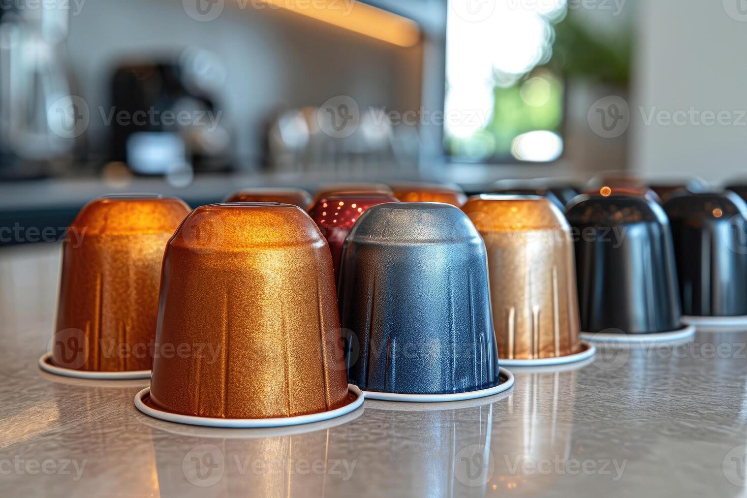 AI generated coffee pods on kitchen counter professional advertising food photography photo