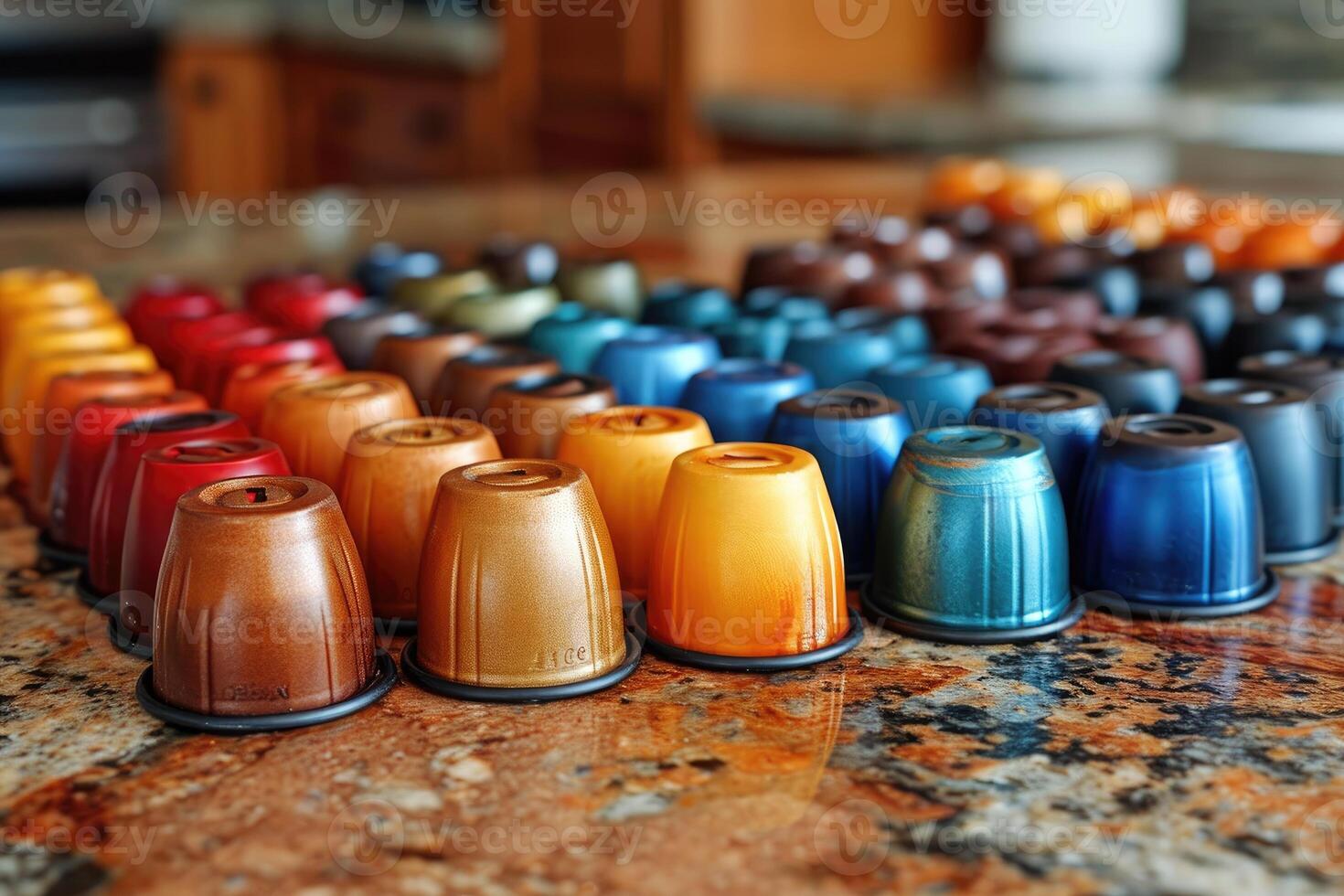 AI generated coffee pods on kitchen counter professional advertising food photography photo