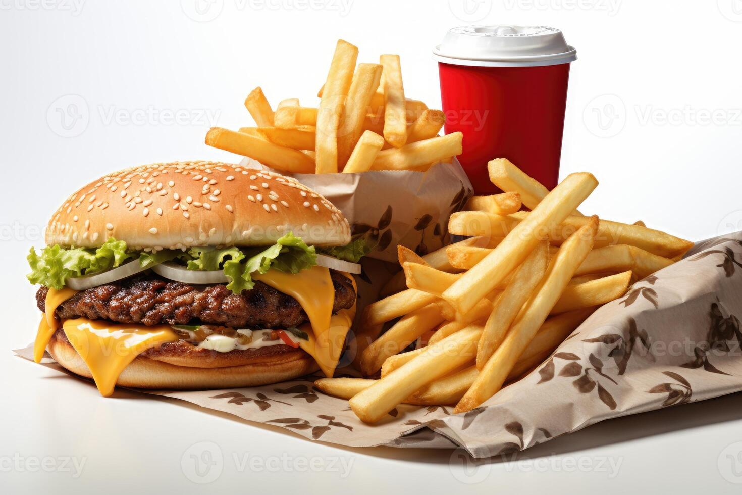 AI generated street menu fast food on the table professional advertising food photography photo