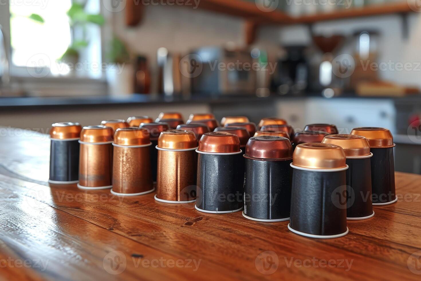 AI generated coffee pods on kitchen counter professional advertising food photography photo