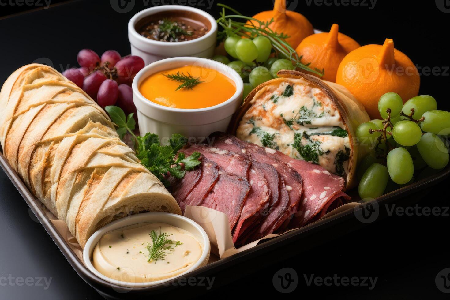 AI generated mixed snacks in boxes professional advertising food photography photo