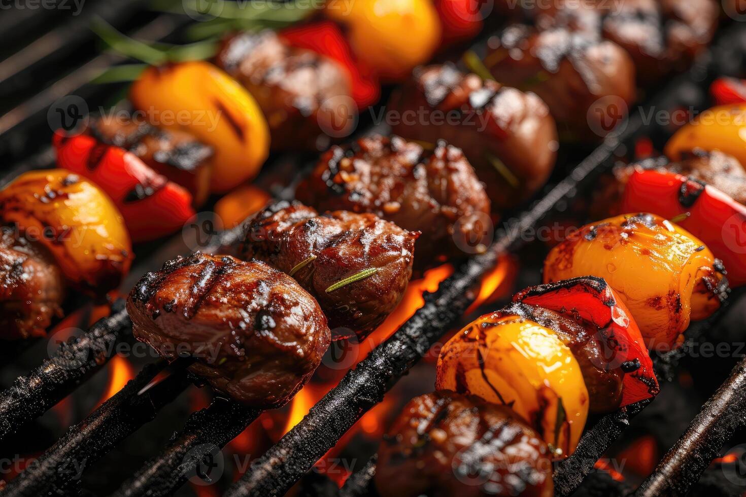 AI generated Delicious grilled meat with vegetables professional advertising food photography photo