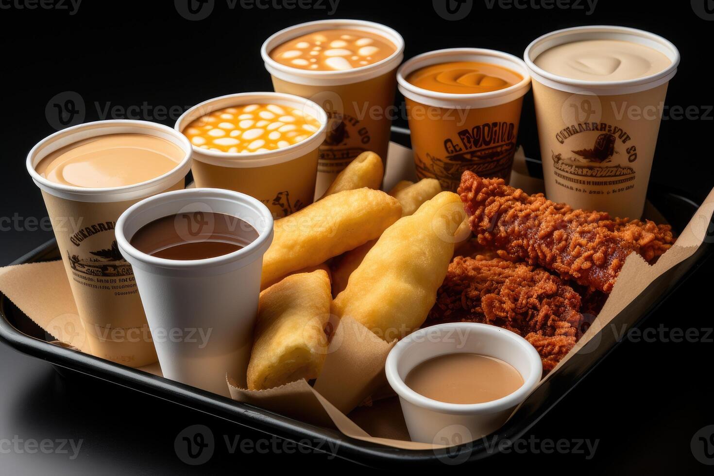 AI generated mixed snacks in boxes professional advertising food photography photo