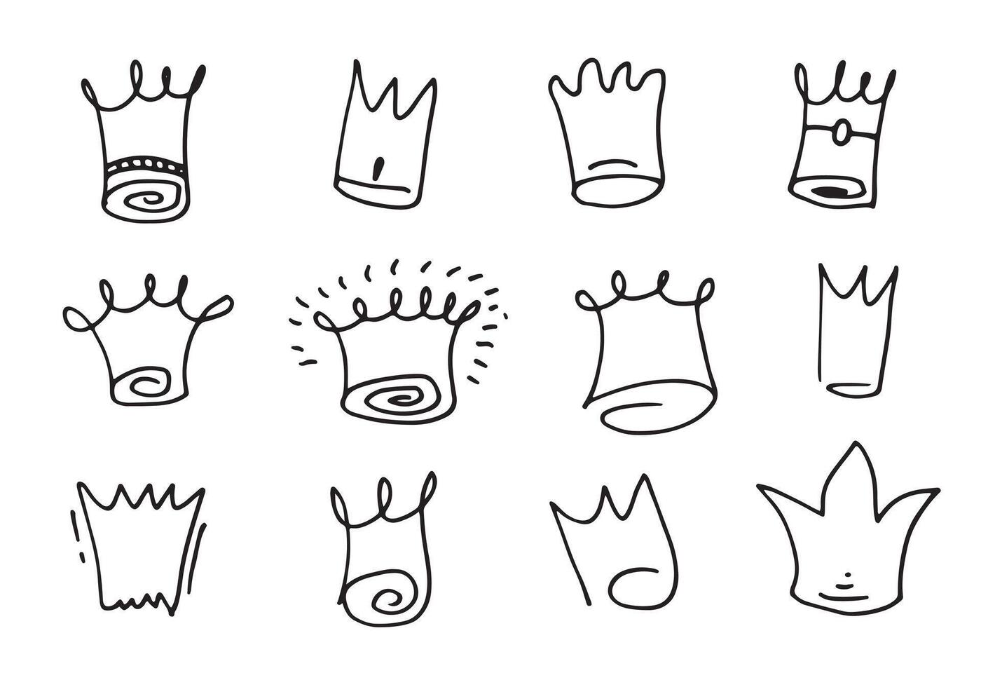 conjunto de iconos del logotipo de la corona. elemento negro aislado sobre fondo blanco. ilustración vectorial vector