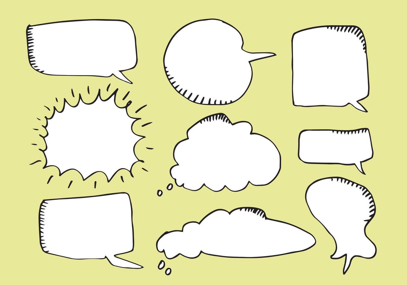 Set of hand drawn sketch Speech bubbles. Vector illustration