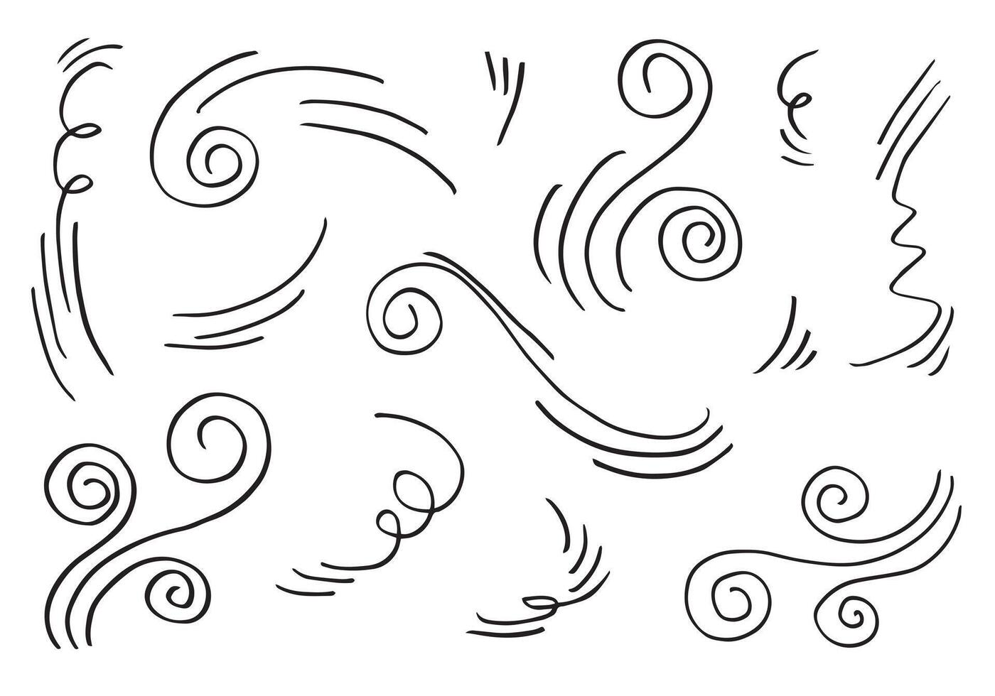 doodle wind illustration vector hand drawn style isolated on white background.