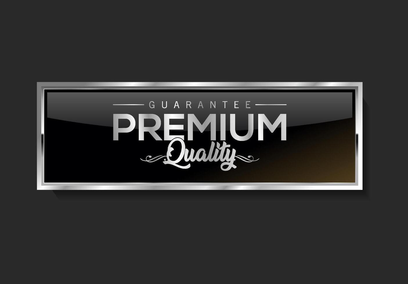 Premium quality silver and black label isolated on black background vector