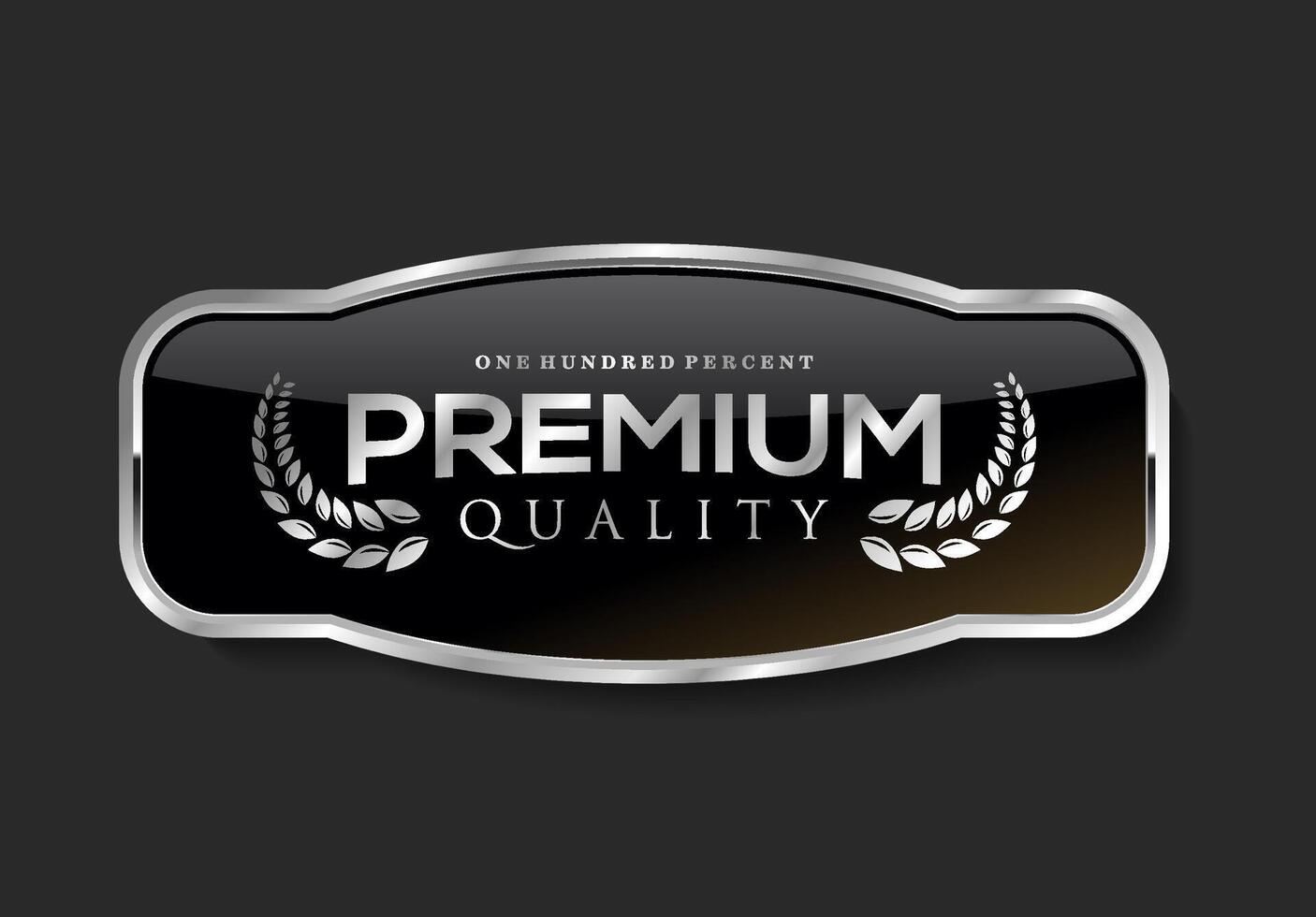Premium quality silver and black label isolated on black background vector