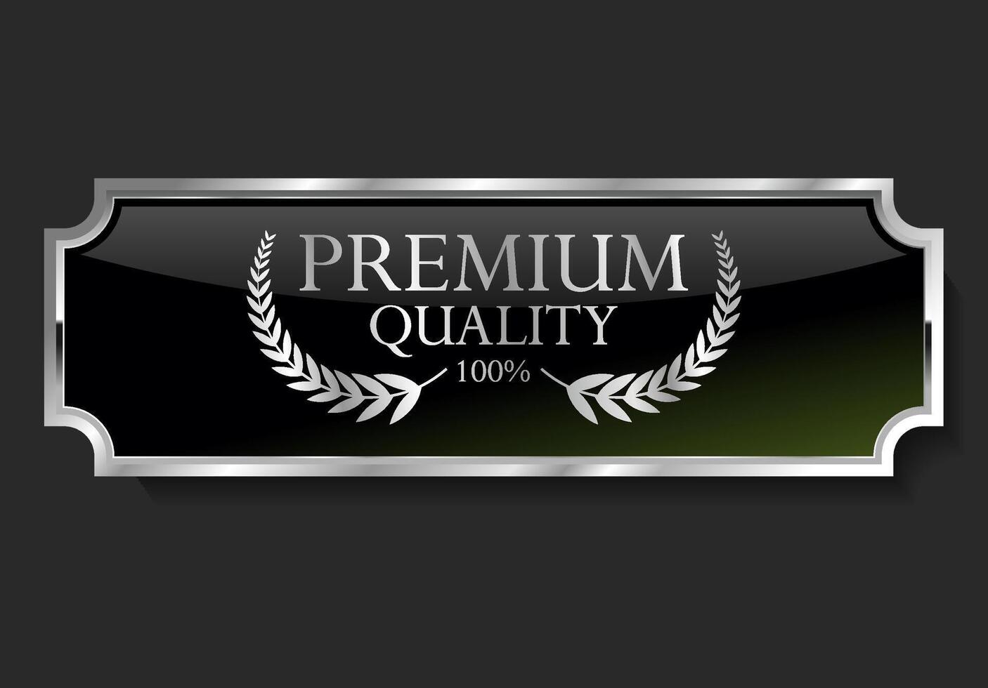 Premium quality silver and black label isolated on black background vector