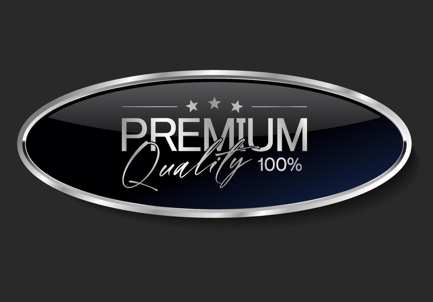 Premium quality silver and black label isolated on black background vector