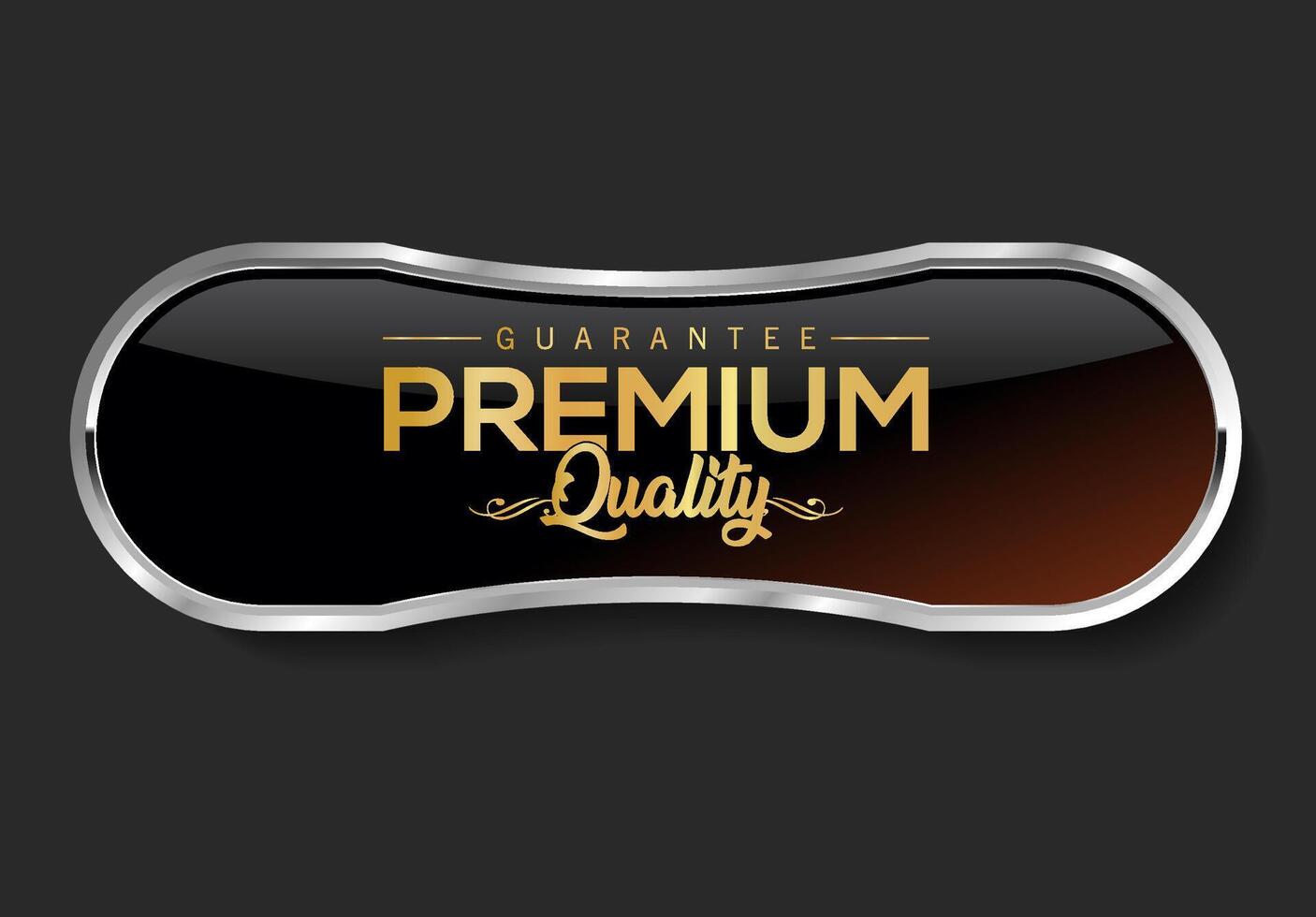 Premium quality silver and black label isolated on black background vector