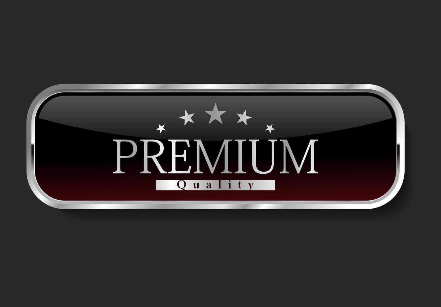 Premium quality silver and black label isolated on black background vector