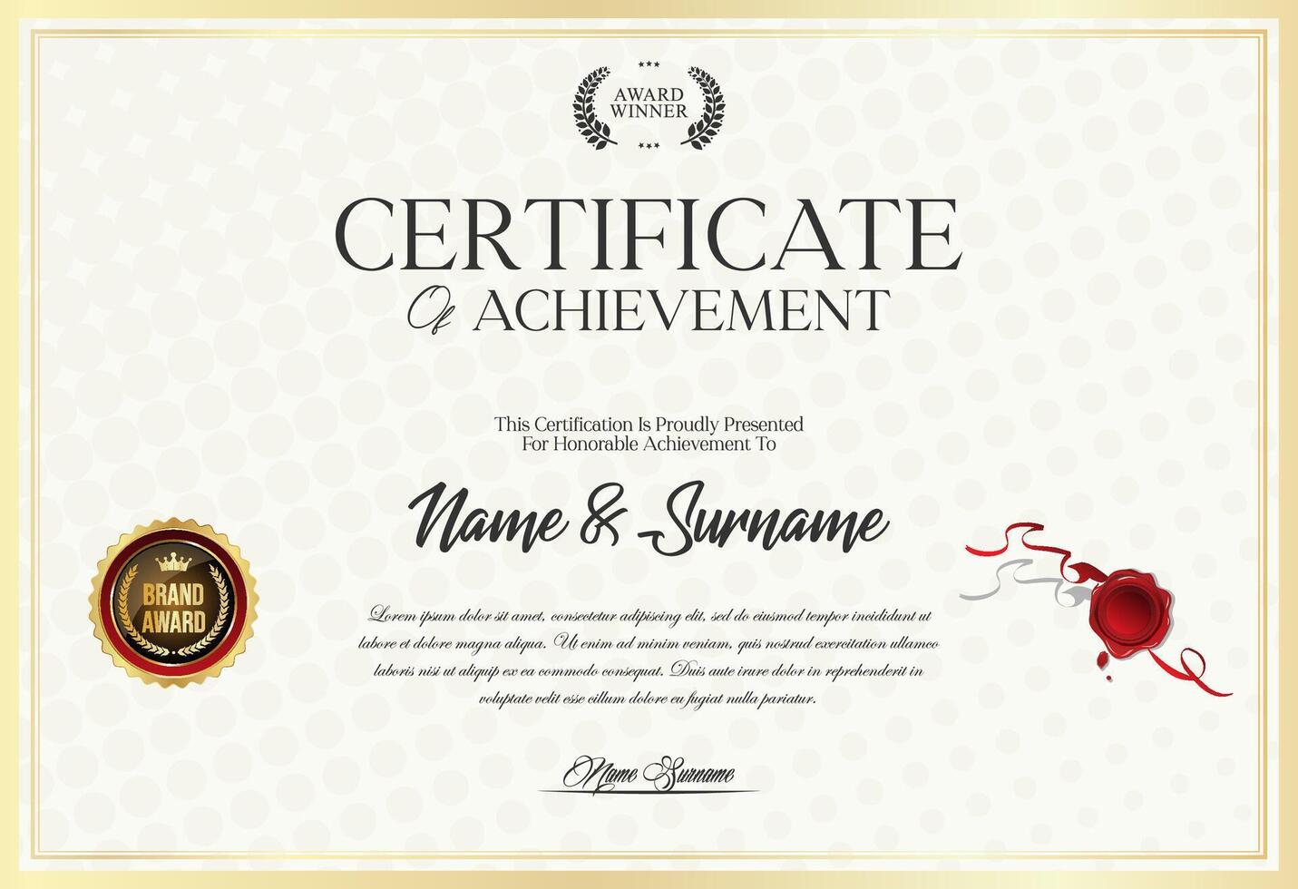 Certificate or diploma retro vintage template vector illustration