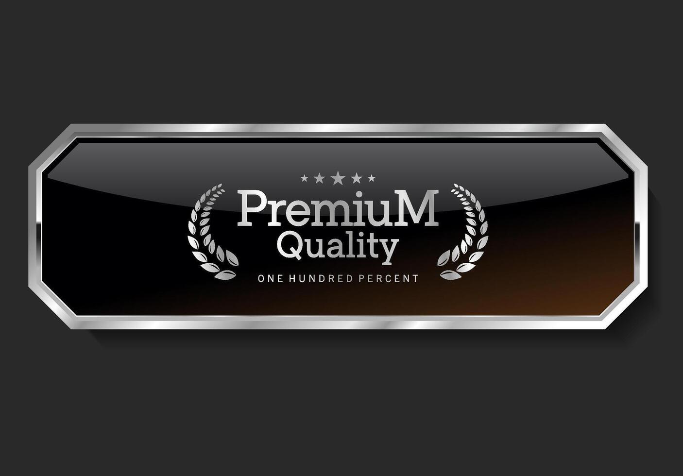 Premium quality silver and black label isolated on black background vector