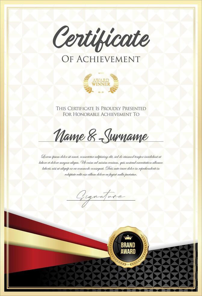 Certificate with golden seal and colorful design border vector