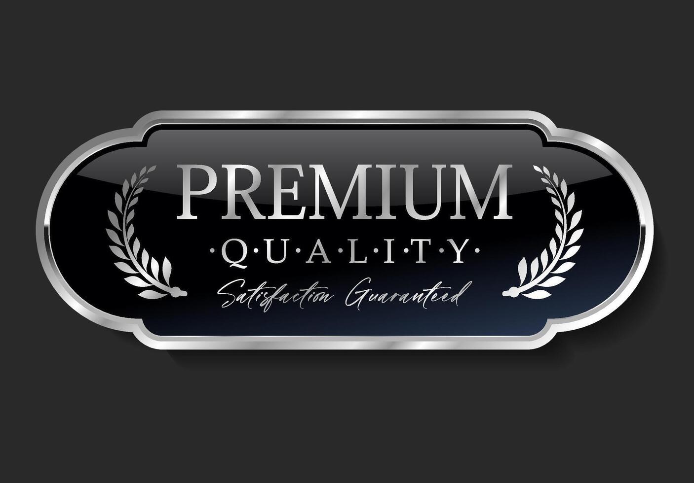 Premium quality silver and black label isolated on black background vector