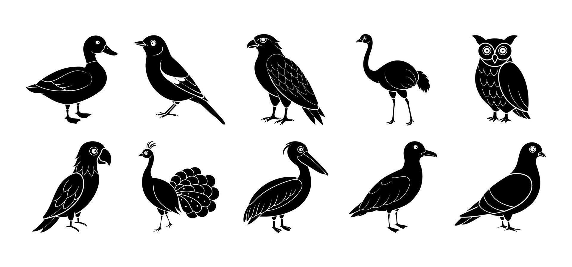 Collection of bird silhouette elements vector