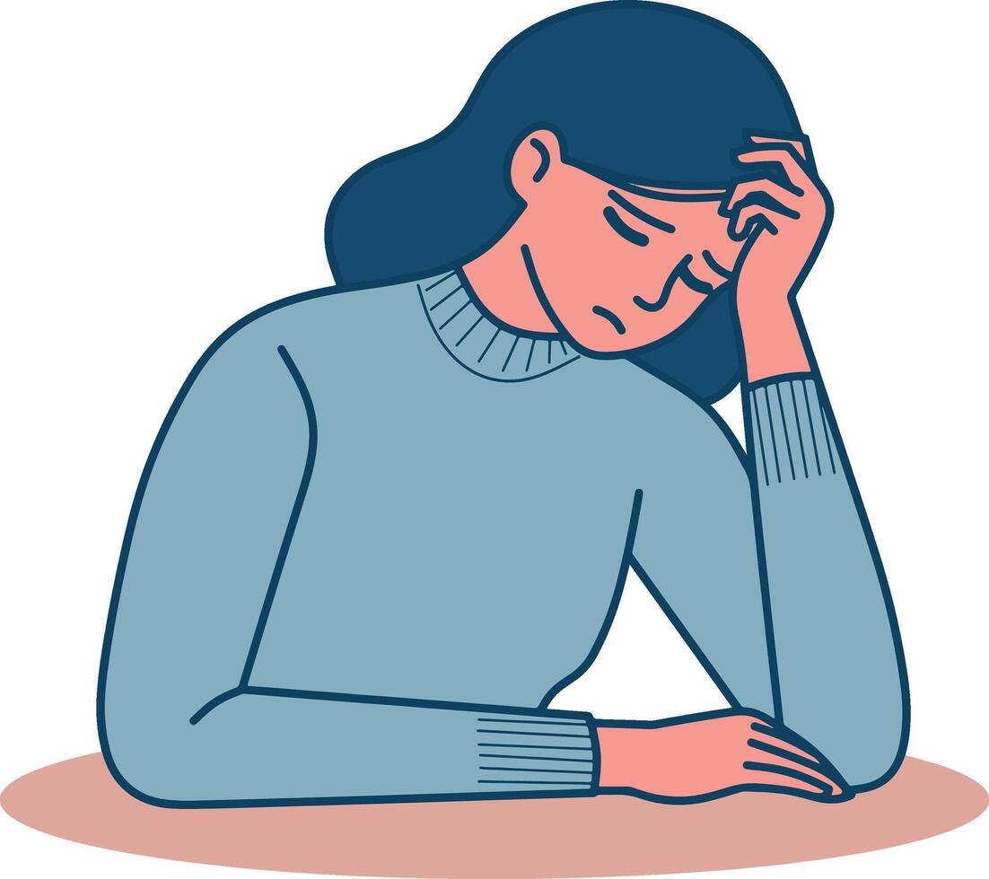 Depression sad girl illustration vector