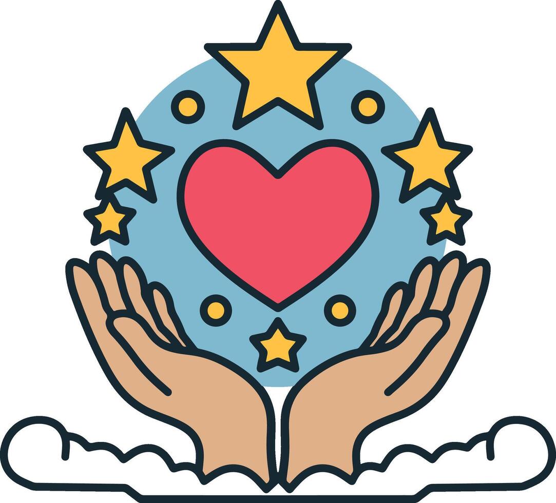 Hand with star and heart vector