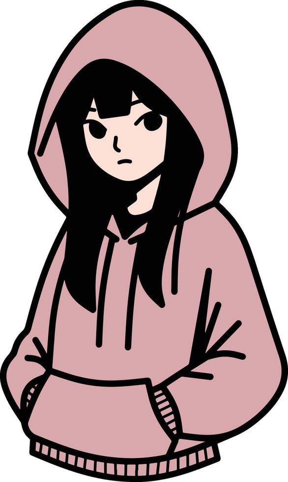 Cute girl wearing hoodie vector
