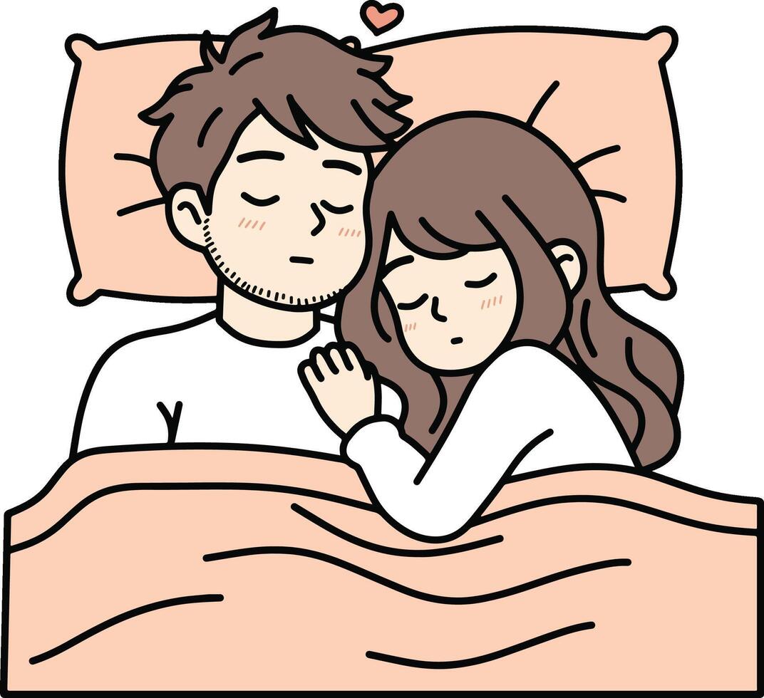 couple sleeping on a bed vector