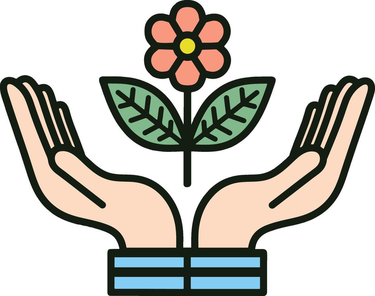 hand with flower illustration vector