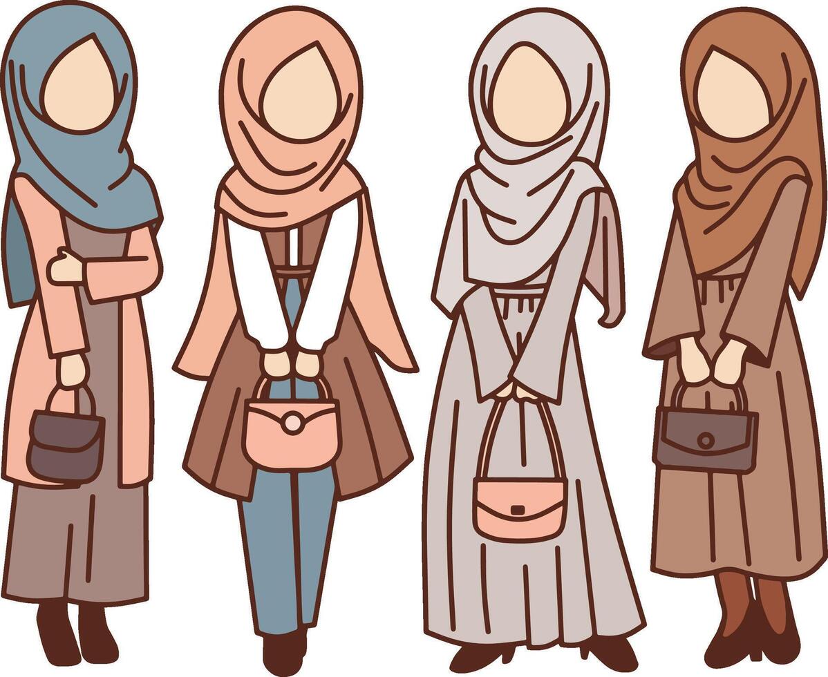 hijab niña ilustración vector