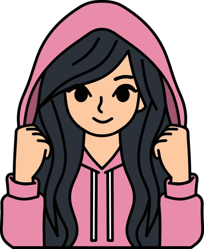 Cute girl wearing hoodie 38704134 Vector Art at Vecteezy