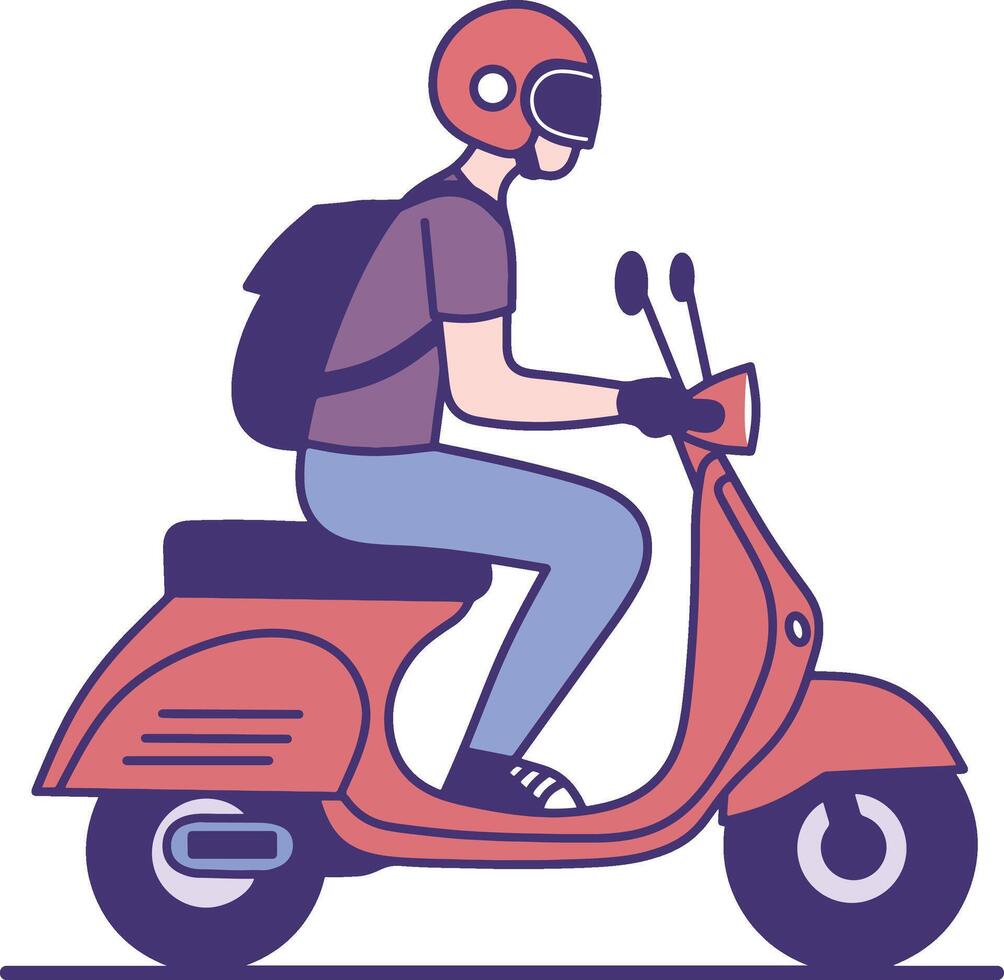 ilustración de montar scooter vector