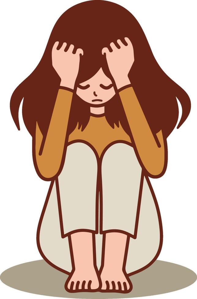 Depression sad girl illustration vector