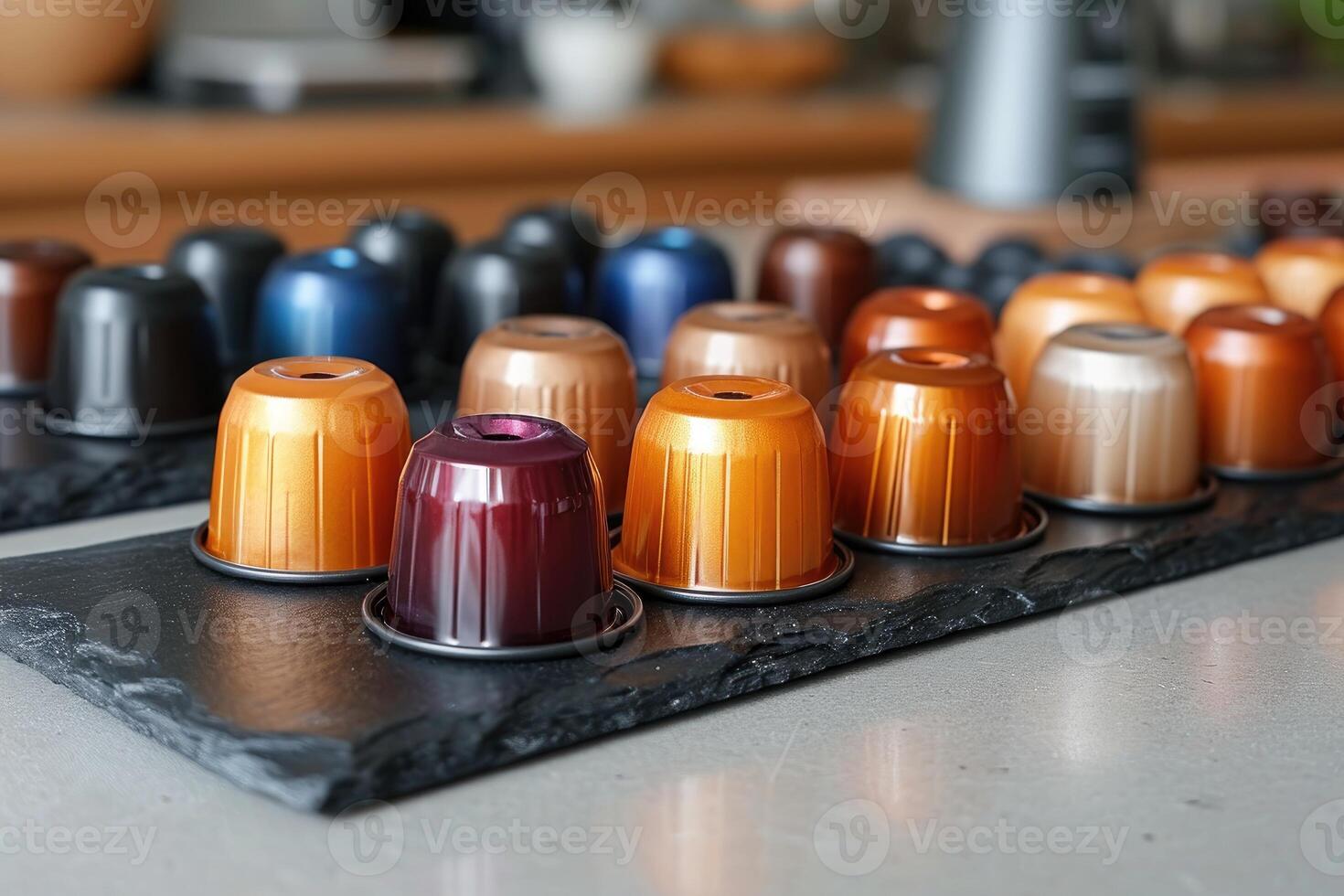 AI generated coffee pods on kitchen counter professional advertising food photography photo