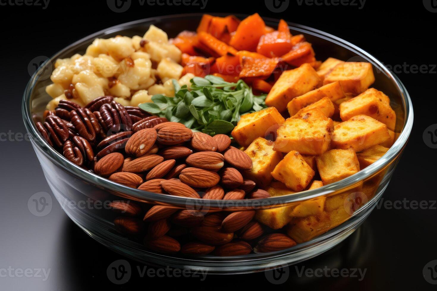 AI generated mixed snacks in boxes professional advertising food photography photo