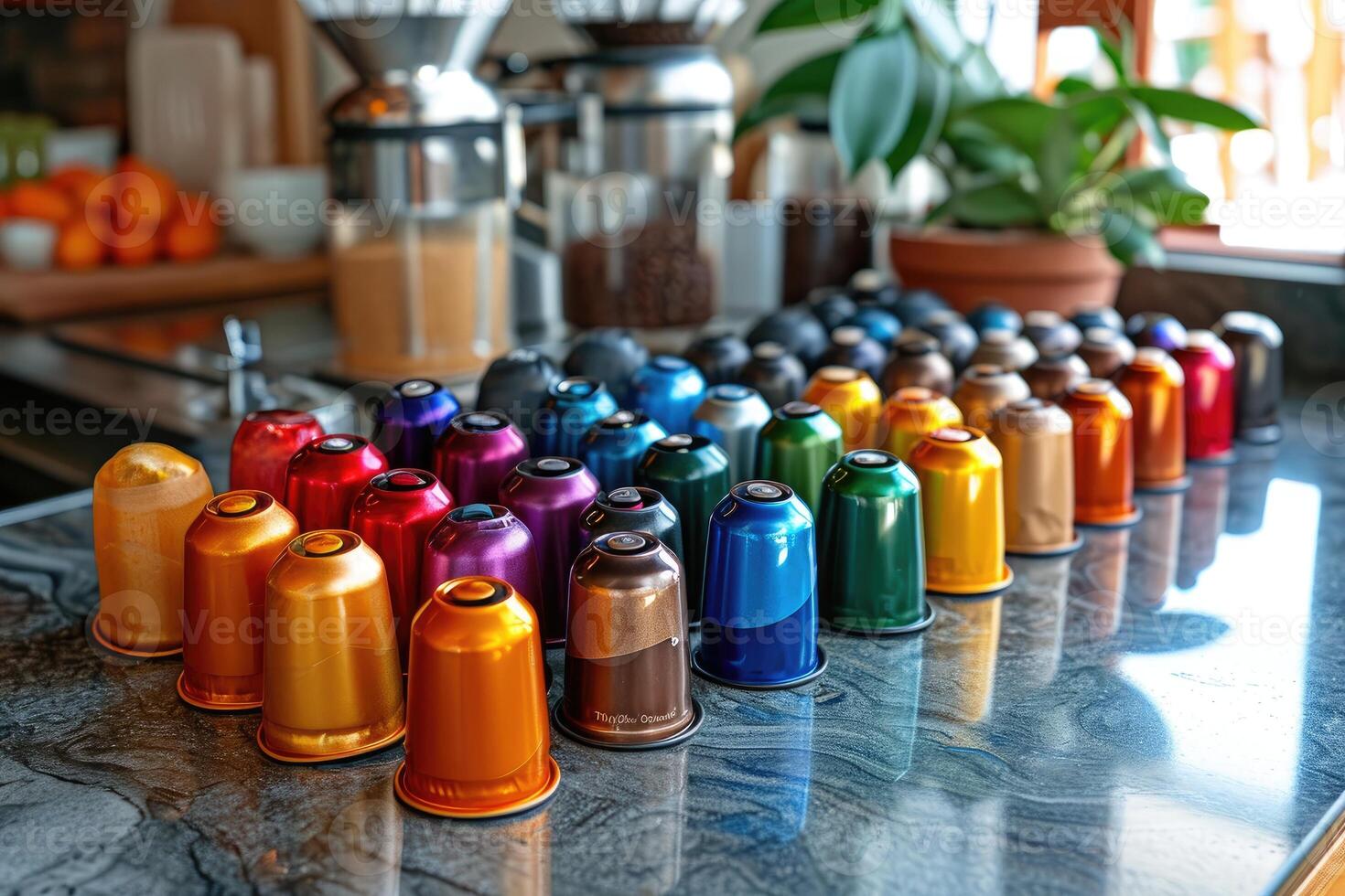 AI generated coffee pods on kitchen counter professional advertising food photography photo