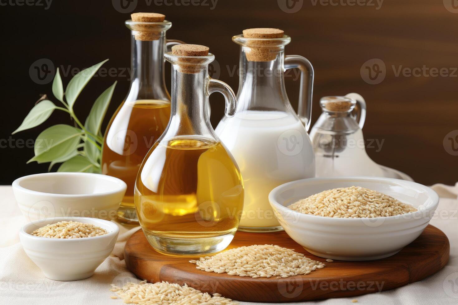 AI generated sesame oil extract with isolated kitchen table professional advertising food photography photo