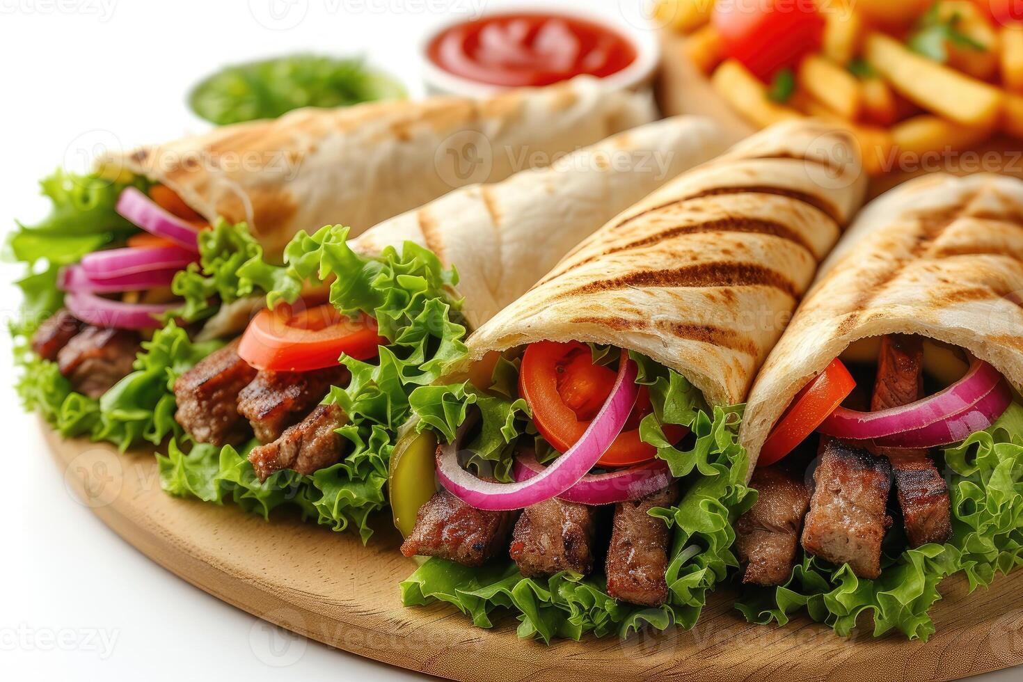 AI generated street menu fast food on the table professional advertising food photography photo